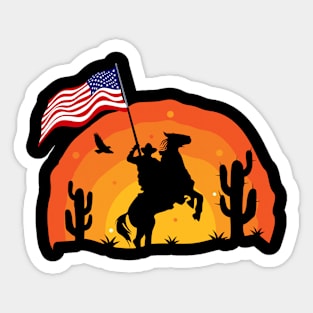 Cowboy Sunset American Flag US Army Military History Gift Sticker